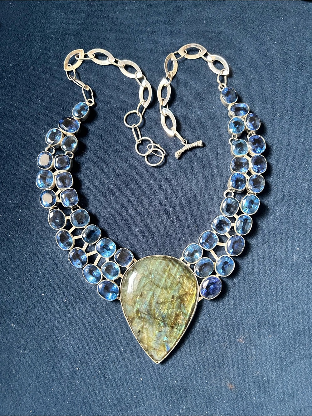 Multi-Stone Blue Crystal and Labradorite Statement Necklace